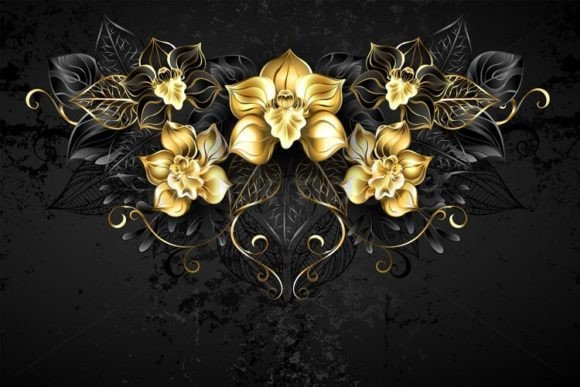 Download Symmetrical Pattern with Black Orchids - Symmetrical pattern Collection