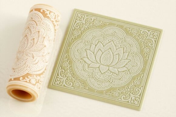 Download Floral Lace &amp; Lotus Embossing Rolling Pin - Premium Bundle